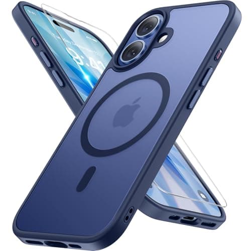 Image of Miracase for iPhone 17 Case with MagSafe [with 9H+Screen Protector & Strong Magnet] Military-Grade Protection Shockproof Scratch-Resistant with Velvet Touch for iPhone 17 Cover 6.3", Matte-Deep-Blue