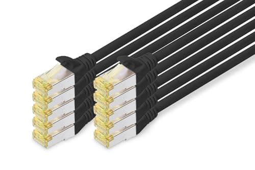 Image of DIGITUS LAN Cable Cat 6A - 1m - 10 Pieces - RJ45 Network Cable - S/FTP Shielded - 10 Gbps - Compatible with Cat6 and Cat7 - Black