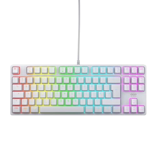 Image of CHERRY XTRFY K4V2 TKL, Wired Gaming Keyboard without Numpad, UK-Layout (QWERTY), Customisable RGB Lighting, Mechanical MX2A RED Switches, White