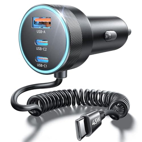 Image of LISEN 4 in 1 Cigarette Lighter USB Charger Car Charger Fast Charge [2*USB C 45W+USB-A 30W+45W C-C Cable] 12v Car Phone Adapter Socket Accessories Gadgets for iPhone 17 15 Pro Max Samsung S26 BMW Van