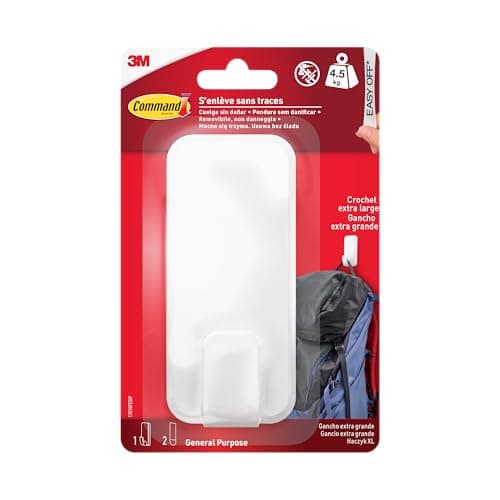 Image of Command Utility Hook 17010FESIP, White, X-Large for Heavyweight < 4.5 kg, 1 Hook + 2 Strips