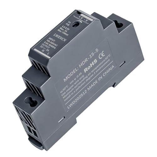 Image of HDR-15-5 DIN Rail Power Supply, DIN Rail Power Supply 5V DC 3A 15W, Switching Power Supply for Industrial Automation Building Technology Home, Input 100-240V AC