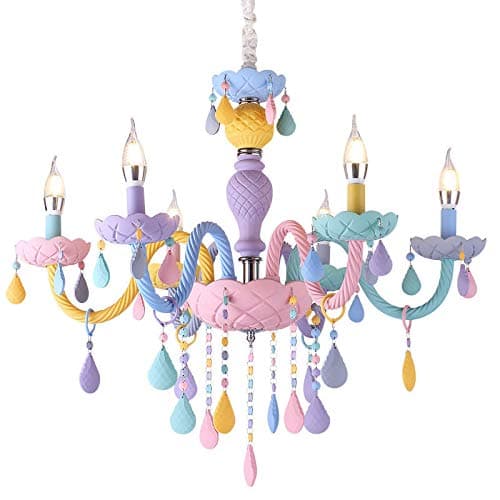 Image of WDW Geniune K9 Crystal Chandelier Pendent Ceiling Light Children's Room 6 Arms Macaron Multiple Colours (6 Arms)