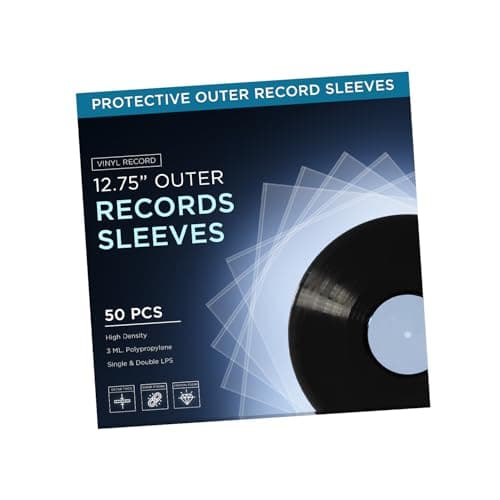 Image of TNP 50 Vinyl Outer Sleeves Cover - Thick 3 Mil Vinyl Protective Sleeves 12.75" x 12.75" - Crystal Clear Plastic Record Sleeve for Single & Double LP Album Covers Storage Collection