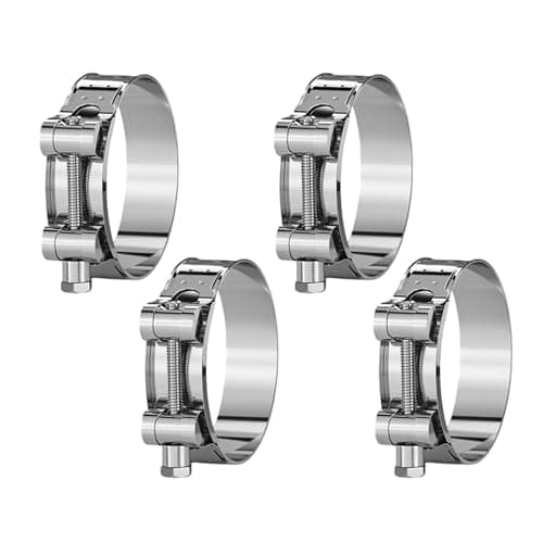 Image of 4Pcs 48-51mm T Bolt Hose Clamps, Adjustable Exhaust Pipe Clamp Set 304 Stainless Steel Heavy Duty Tube Clamps 22mm Band Width Hose Clips for Hose Exhaust Water Gas Pipe Tube Attachment