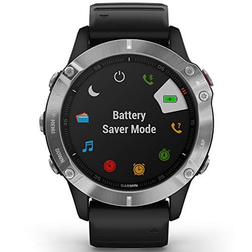 Image of Garmin Fenix 6, Premium Multisport GPS Watch, Heat and Altitude Adjusted V02 Max, Pulse Ox Sensors and Training Load Focus, Silver with Black Band