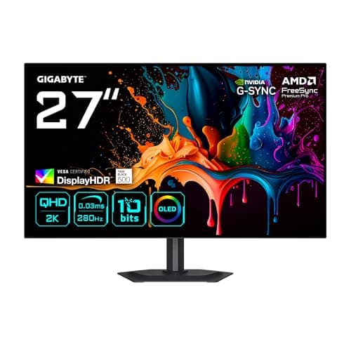 Image of Gigabyte MO27Q28G 27" W-OLED QHD Gaming Monitor - 2560 x 1440, 280Hz, 0.03ms, 335 cd/m², Display HDR True Black 500, HDMI 2.1, DisplayPort 1.4
