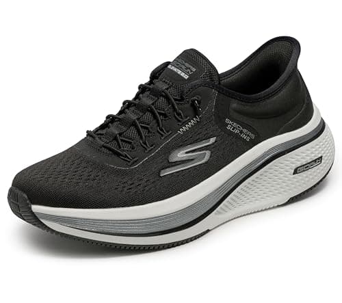 Image of Skechers Women's Go Run Elevate 2.0 Banyan Slip-On Sneakers, Black Textile/White Trim, 6 UK