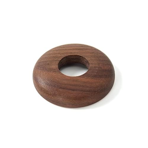 Image of Lacquered Walnut Radiator Pipe Covers (Pack of 2), 15mm Hole Clip-On Wooden Pipe Collars, 10mm Thick, 45mm Outer Diameter