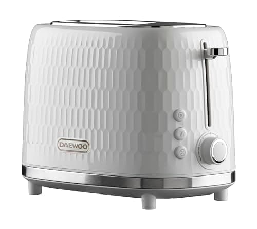 Image of Daewoo Hive Collection, 2 Slice Toaster, Easy Cleaning, Safety Features, Cord Storage, High Lift Lever, Browning Controls, Defrost, Reheat, Cancel Functions, Part Of A Collection, White