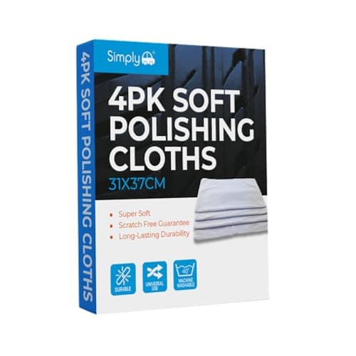 Image of Simply Auto Polishing Cloths 100% Cotton, 31x37cm, Super Soft, Durable Long Lasting for Cleaning, Polishing, Drying (Pack of 4, White)