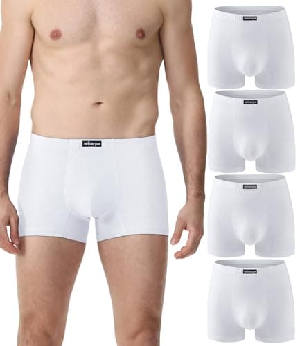 Image of wirarpa Mens Underwear Trunks Soft Cotton Boxer Shorts Comfortable Boxer Briefs No Fly Underpants for Men 4 Pack White Size L
