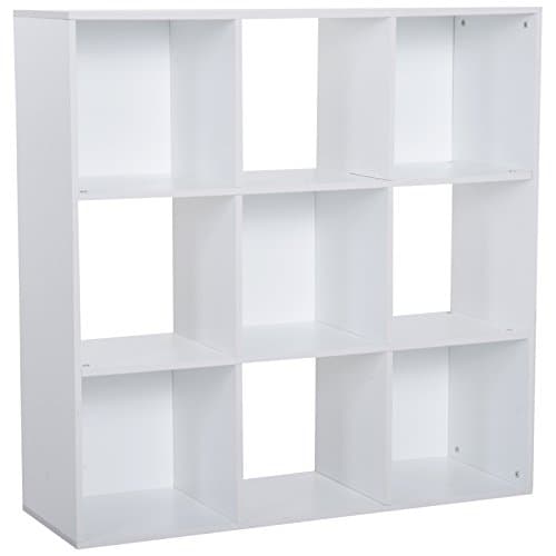 Image of HOMCOM 3-tier 9 Cubes Storage Unit Particle Board Cupboard Bookcase Organiser Home Office Shelves, White