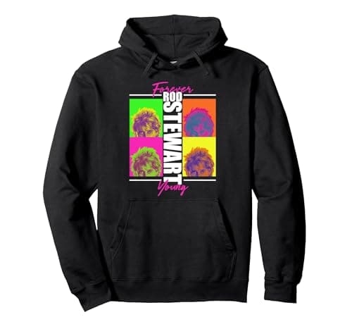 Image of Rod Stewart Forever Young Pullover Hoodie, Adult Unisex, Black, Large