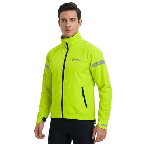 Image of Sikma MENS CYCLING WATERPROOF JACKETS RUNNING TOPS HOODED JACKET WINDPROOF OUTDOOR CASUAL JACKET (YELLOW, l)