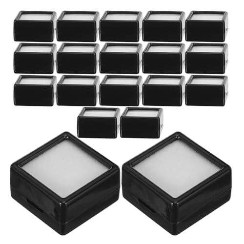 Image of TEMPNAP Mini Gemstone Display Boxes Scratch-resistant Acrylic and Abs Material 20pcs with Top Lid and Sponge Insert Solid Storage Case for Small Jewels, for Exhibitions