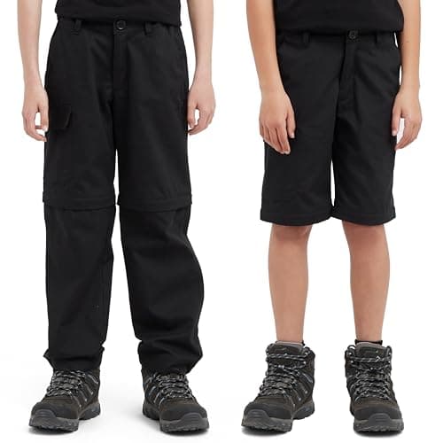 Image of Peter Storm Kids' Ramble Convertible Zip Off Trousers & Shorts with Articulated Knees & 3 Pockets, Stretchy, Comfortable & Lightweight Pants (UK, Age, 14 Years, 15 Years, Regular, Black)
