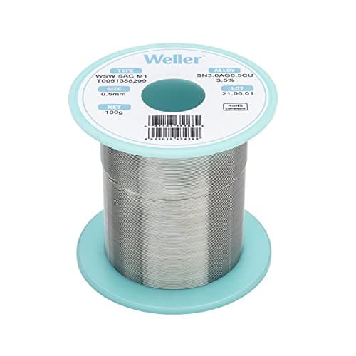 Image of Weller WSW SAC M1 (T0051388299) Lead Free Solder Wire, Ø 0.5mm, Alloy Sn96.5Ag3.0Cu0.5, Flux content 3.5%, 100g