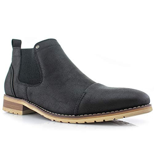 Image of Ferro Aldo Men's Chelsea Boots | Pull-On Ankle Boot in Plain Toe, Cap Toe & Wingtip Brogue Styles | For Casual, Dress, Work & Formal Events, 1. Black, 8 UK