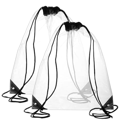 Image of Tweruna 2 Pack Clear Drawstring Bags for Stadium Events, Waterproof Clear Drawstring Backpack for Concert Baseball Festival Beach Bag