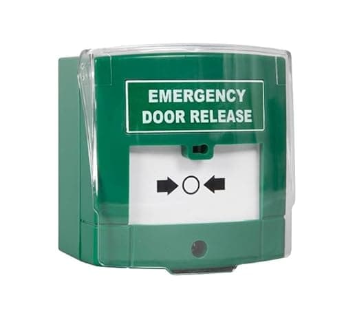 Image of Green Emergency Resettable Break Glass Call Point For Access Control with Cover