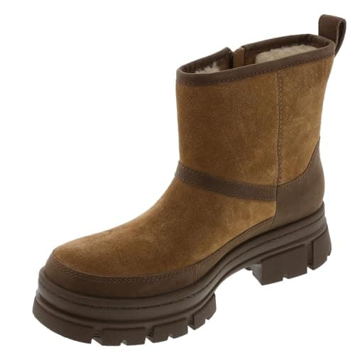 Image of UGG Women's Ashton Zip Fashion Boot, Chestnut Suede, 3 UK
