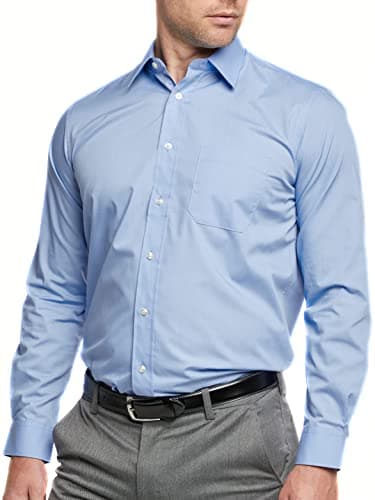 Image of Double Two Men's Shirts Long Sleeve Smart Casual Regular Fit Wedding Work Cotton Blend Shirt Cornflower Blue