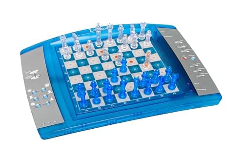 Image of Lexibook, ChessLight, Electronic Chess Game with Touch, Sensitive Keyboard and Light and Sound Effects, 32 Pieces, 64 Levels of Difficulty, Battery, Blue/Grey, LCG3000LXB