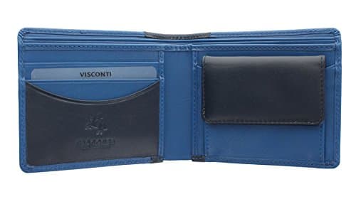 Image of VISCONTI Lucca Collection Julius Two Tone Gents Leather Bi-Fold Wallet LC37 Blue Multi