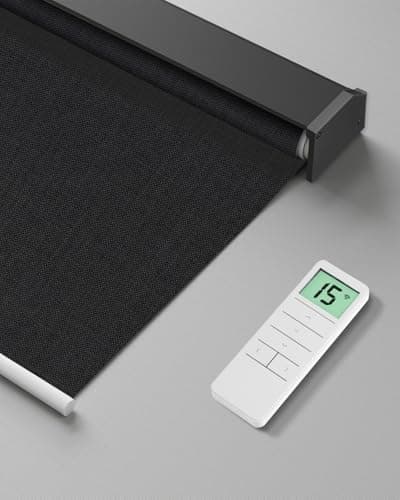 Image of Tokblind Motorized Roller Blind with Remote Control, Blackout Electric Window Shade Compatible with Alexa Google via Hub, Rechargeable Smart Blinds for Windows Customized Size (Fabric Black)
