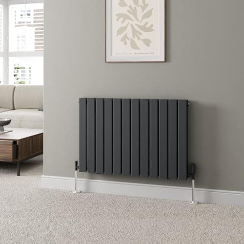 Image of DuraTherm® 600 x 912mm Anthracite Grey Horizontal Designer Radiator Double Column Flat Panel Modern Central Heating Panels Bathroom Radiators