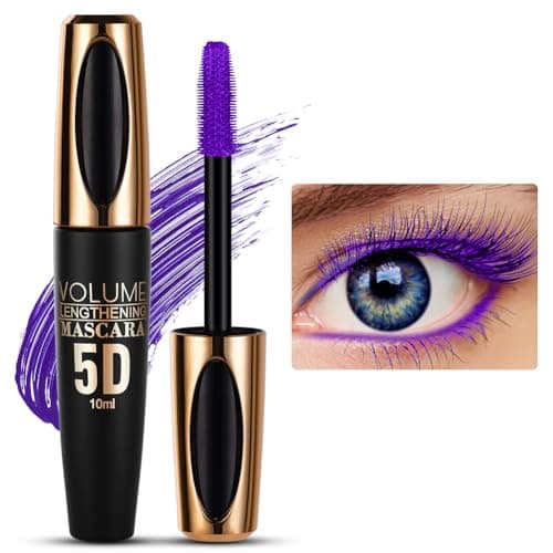 Image of 5D Silk Fiber Eyelash Mascara, Purple Volume Mascara with Soft Mascaras Brush, Long-Lasting Waterproof No Smudge Mascaras with False Lash Effect