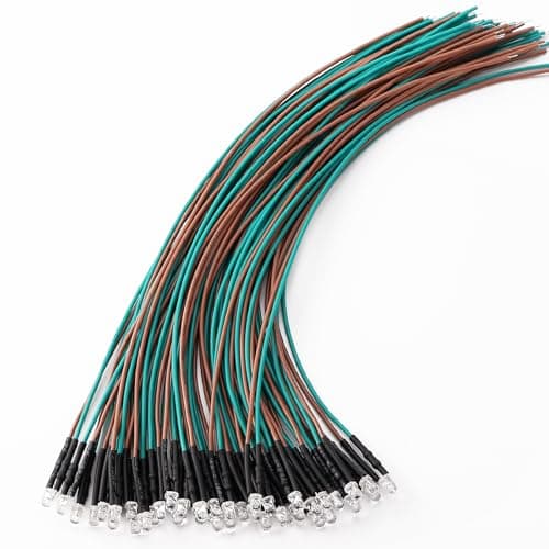 Image of YIXISI 40 PCS 3mm LED Diodes Light, 12V 20cm Pre Wired LED, Emitting Diodes Pre Wired, Yellow-Green