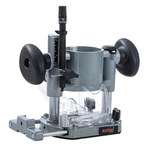 Image of KATSU Tools Trimmer Plunge Base, Fully Adjustable, Aluminum, for Electric or Cordless Hand Wood Trimmer Routers with Dust Nozzle 105421
