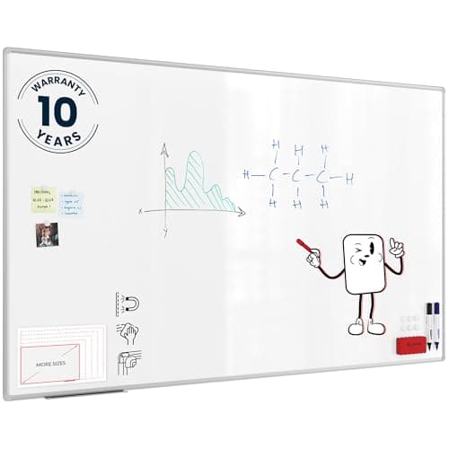 Image of ALLboards Magnetic Whiteboard 200x120cm with Silver Aluminium Frame Premium EXPO, White Board Wipe Board Dry Erase Wall Mounted Office Board School Classroom Kids Board Noticeboard