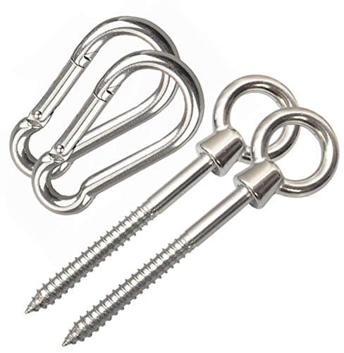 Image of AIVOOF Hammock Hanging Kit, Heavy Duty Stainless Steel Hammock Hooks and Carabiners - 1300LB Capacity Swing Hardware for Indoor/Outdoor Use