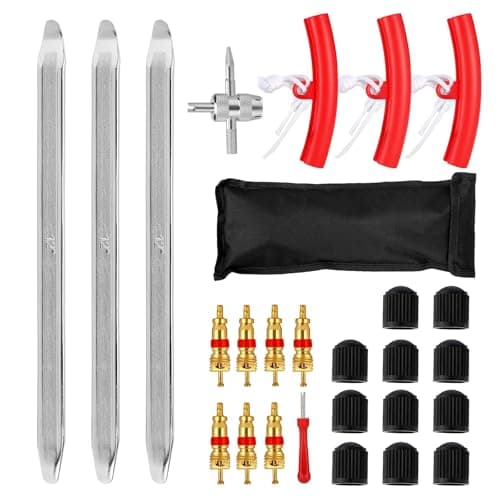 Image of XPAPOV Tyre Lever Combination, 30 cm / 11.8 Inch Mounting Iron, with 3 Wheel Rim Protectors, Tyre Assembly Tool for Motorcycle, Bicycle, Trolley, Scooter