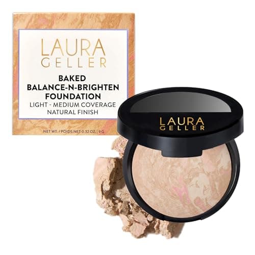 Image of LAURA GELLER NEW YORK Award-Winning Baked Balance-n-Brighten Color Correcting Powder Foundation - Porcelain - Buildable Light to Medium Coverage - Demi-Matte Natural Finish