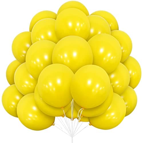 Image of Yellow Balloons Set, 30 Pcs Balloon 12 Inch Matte Yellow Latex Balloons with Ribbon for Grils Sunshine Lemon Daisy Honeybee Popcorn Theme Birthday Party Wedding Baby Shower Carnival Events Decorations