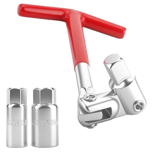 Image of VBGURR Spark Plug Socket Spanner Wrench,16mm (5/8") & 21mm (13/16") Removal Tool Non-Slip T-Handle Design Compatible with Cars, Motorcycles, Lawn Mowers & Small Engines