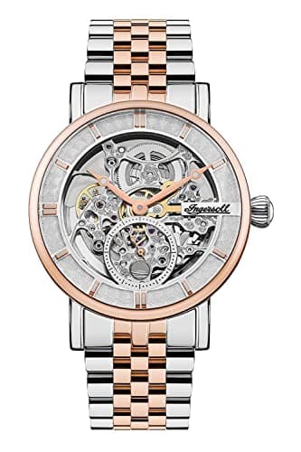 Image of Ingersoll The Herald Mens 40mm Automatic Watch with Silver Skeleton Dial and Two Tone Stainless Steel Bracelet I00410