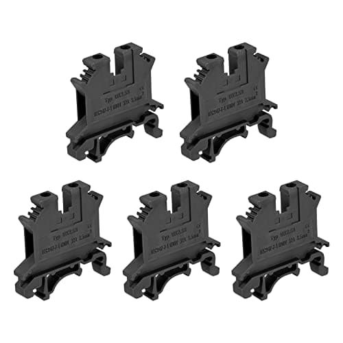Image of sourcing map DIN Rail Mount Terminal Blocks Screw Type Clamp Black UK2.5B Pack of 40