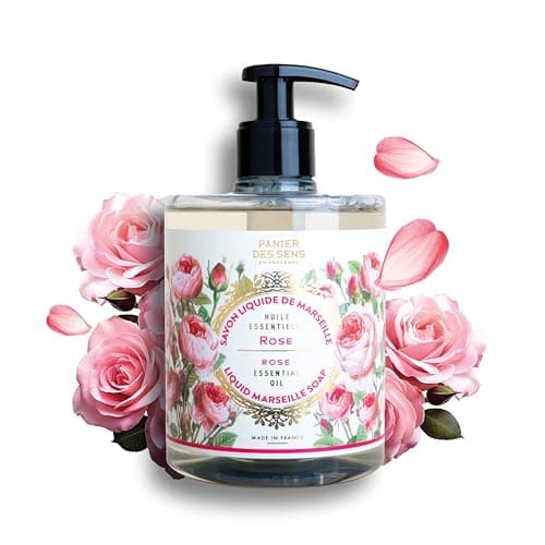 Image of Rose Hand Wash 500ml - Moisturising Liquid Hand Soap 97% Natural - French Hand Soap - Olive & Coconut Oil - Luxury Floral Bathroom & Kitchen Soap - Panier des Sens