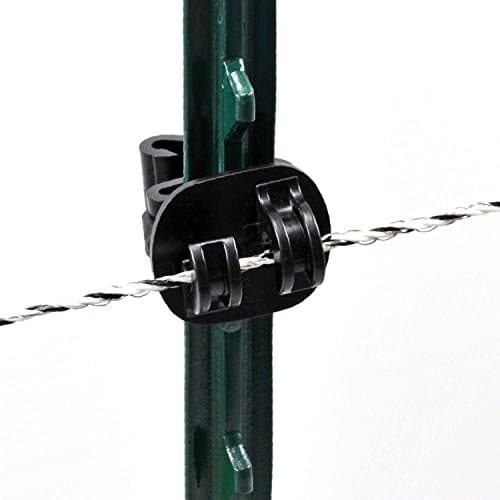 Image of Powerfields R-CT-25-B Claw T-Post Insulator for Polywire, Rope or Braid to 3/8 Inch Diameter, 25-Pack, Black