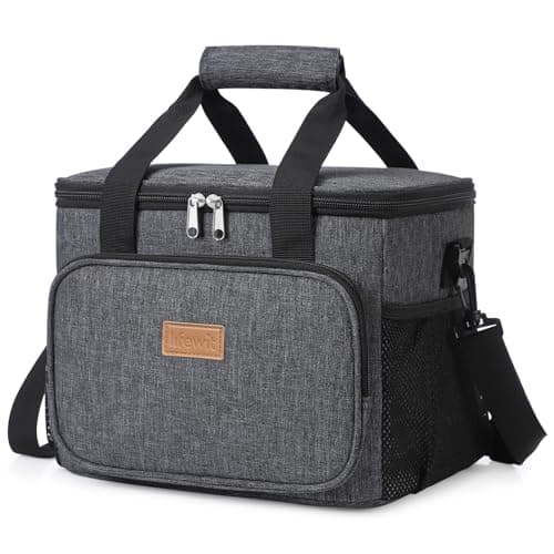 Image of Lifewit Lunch Bag 15L 24 Can Insulated Lunch Box Soft Cooler Cooling Tote for Adult Men Women, Dark Grey