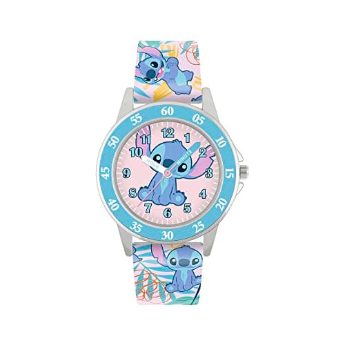 Image of Disney Lilo and Stitch Blue Printed Time Teacher Strap Watch LAS9011