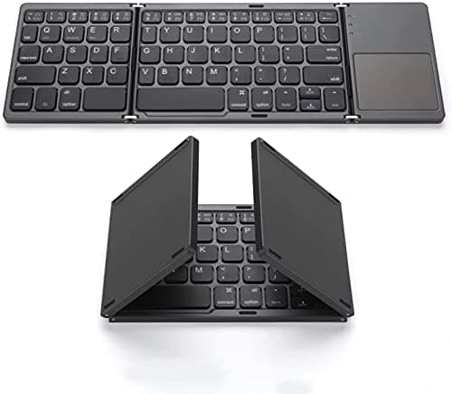 Image of Zedo Foldable Bluetooth Keyboard, Pocket Size Portable Mini BT Wireless Keyboard with Touchpad for Android, Windows, PC, Tablet, with Rechargeable Li-ion Battery