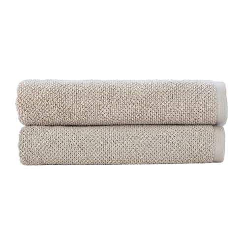 Image of Christy Brixton Bath Towel Set | Pack of 2 | Invigorating Textured Finish | Super Absorbent | Luxury Bathroom Towels | Pebble Beige