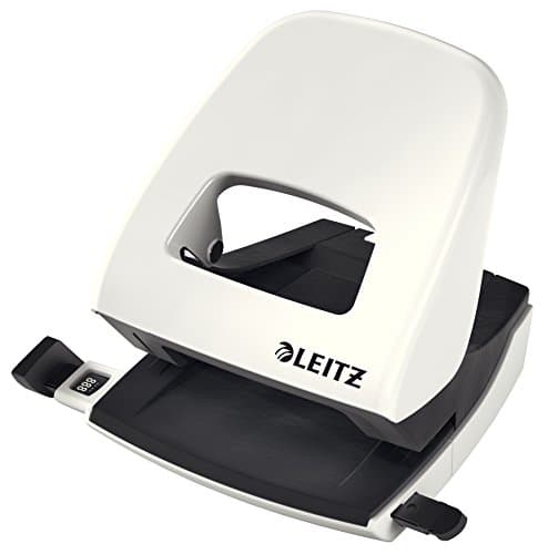 Image of Leitz Hole Punch, 30 Sheets, Guide Bar with Format Markings, Metal, WOW Range, 50081001 - Pearl White