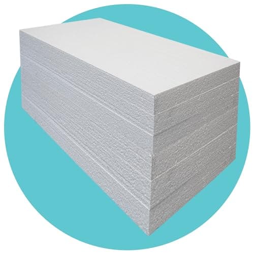 Image of Triplast Expanded Polystyrene Foam Sheets EPS 70 (6 Sheets, 1200 x 600 x 50mm Each) - BBA Certified Wall & Floor Insulation Board - Box Lining & Packaging Foam Board - White Blocks for DIY Projects